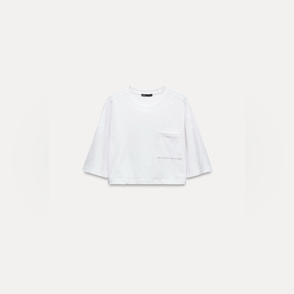Zara Cropped T-Shirt With Pocket